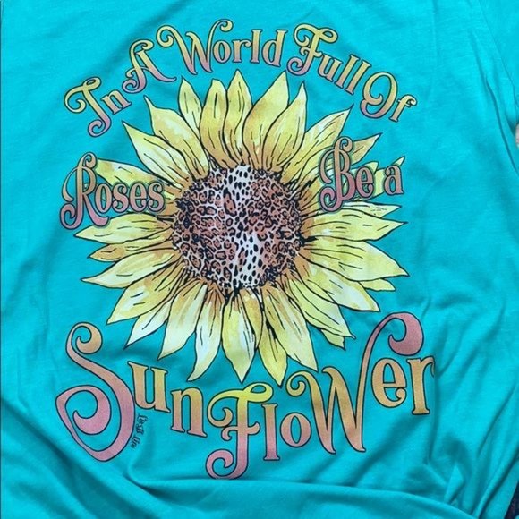RELISTED Be a Sunflower Turquoise Tee Shirt - Picture 4 of 5